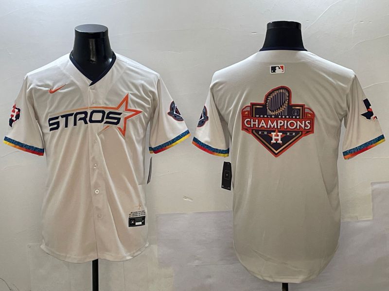 Men Houston Astros Blank Cream Fourth generation Joint Name 2025 Nike MLB Jersey style 41412